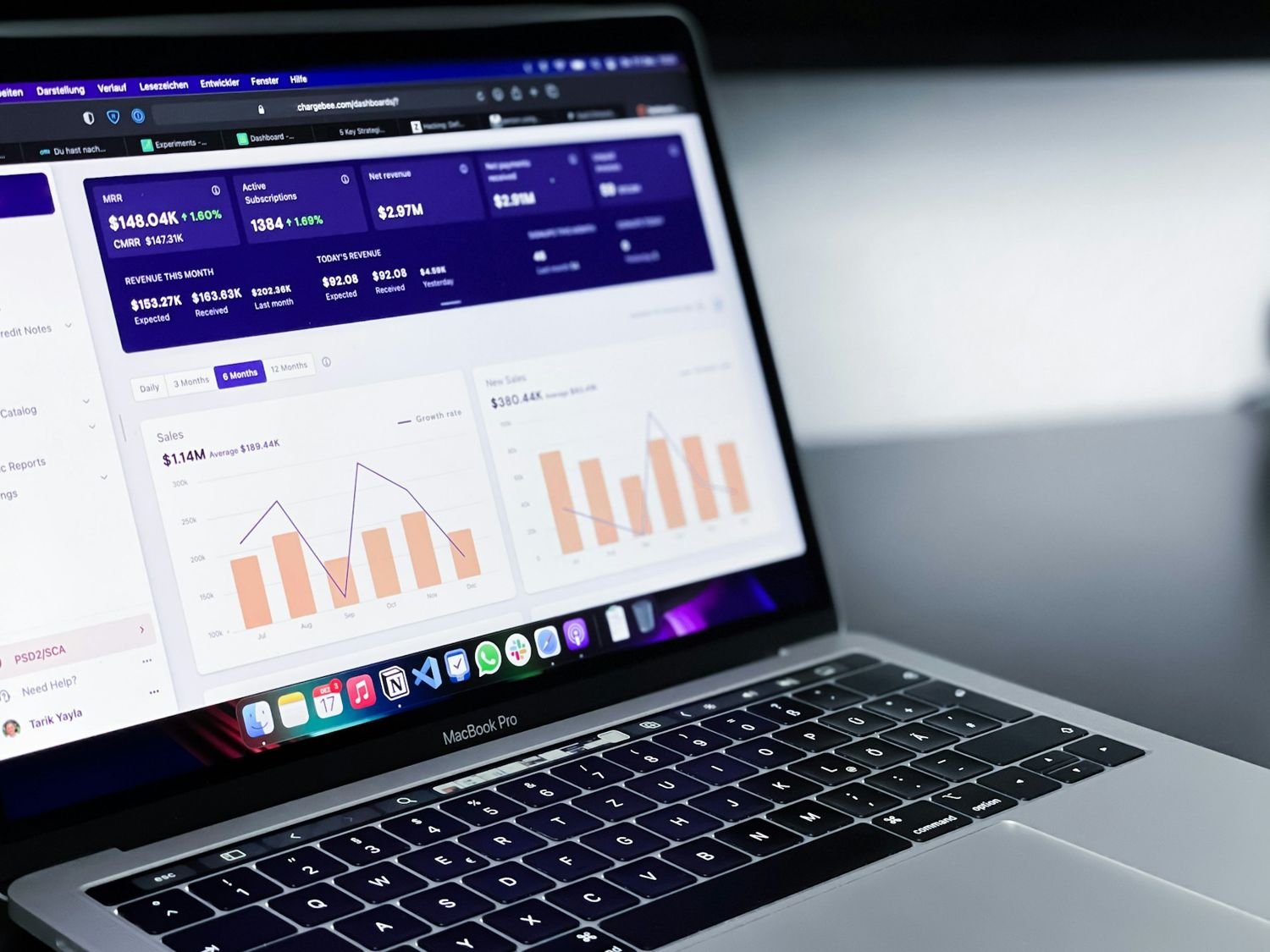Laptop displaying a business analytics dashboard