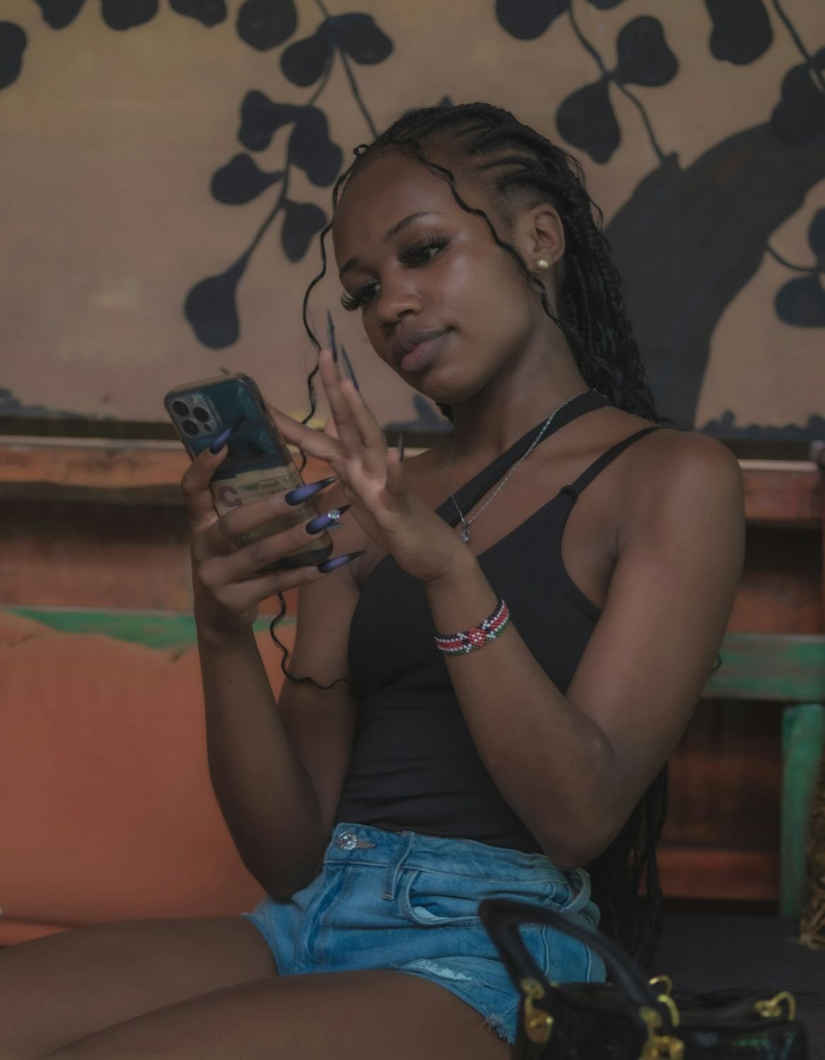 Woman using social media on her phone